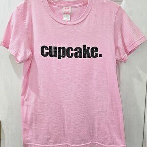 Vintage t, e.vil, pink "Cupcake" with black crystal detail, size L